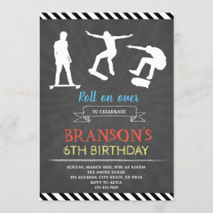 Invitation à la fête d'anniversaire de skate board