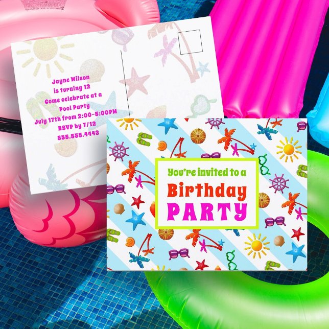 Invitation à la fête d'anniversaire de Summer Fun  (Créateur téléchargé)