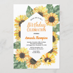 Invitation à la fête d'anniversaire de Sunflower
