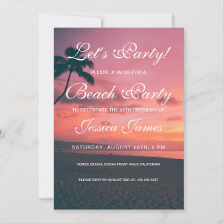 Invitation à la fête d'anniversaire de Sunset Beac