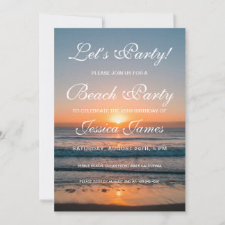 Invitation à la fête d'anniversaire de Sunset Beac