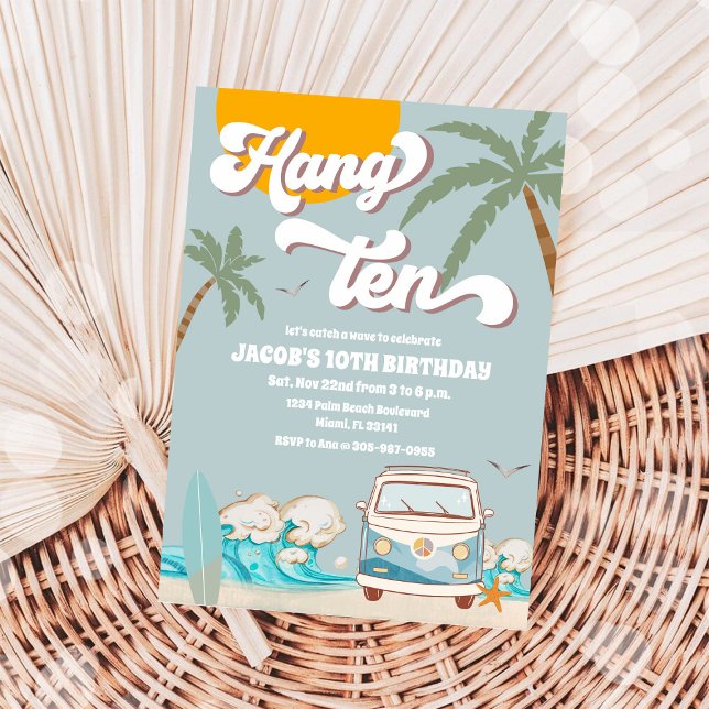 Invitation à la fête d'anniversaire de Surf Beach (Créateur téléchargé)