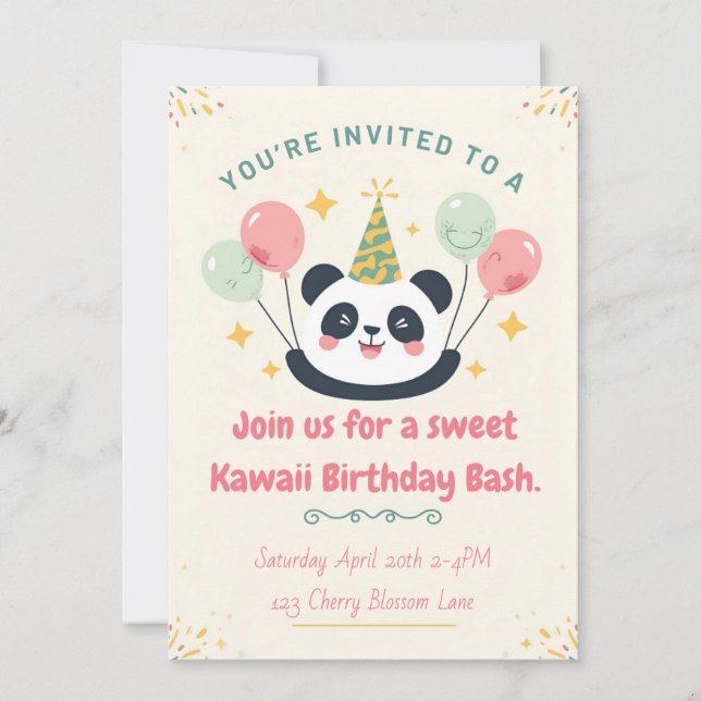 Invitation à la fête d'anniversaire de Sweet Kawai (Devant)