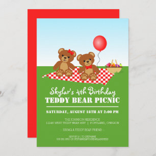 Invitation à la fête d'anniversaire de Teddy Bear