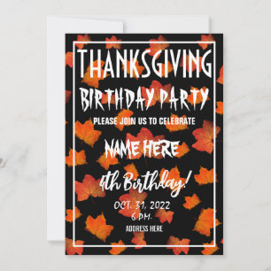 INVITATION À LA FÊTE D'ANNIVERSAIRE DE THANKSGIVIN