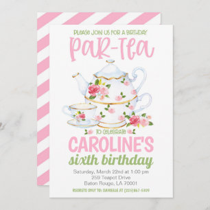 Invitation à la fête d'anniversaire de thé