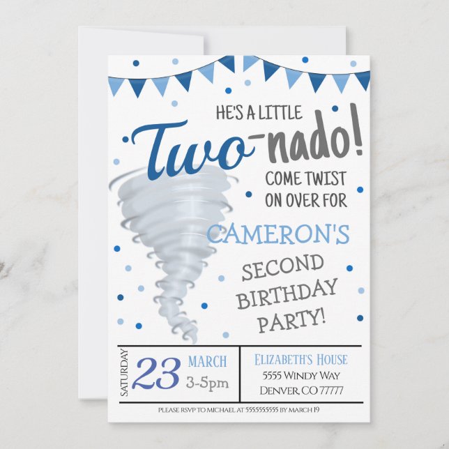 Invitation à la fête d'anniversaire de Tornado (Devant)
