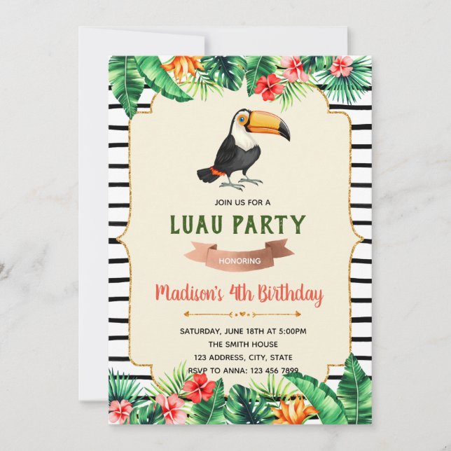 Invitation à la fête d'anniversaire de Toucan (Devant)