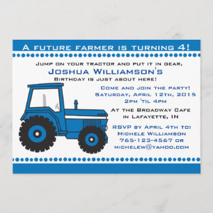 Invitation à la fête d'anniversaire de Tractor Boy