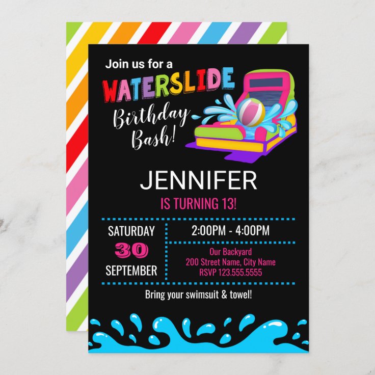 Invitation A La Fete D Anniversaire De Waterslide Zazzle Fr