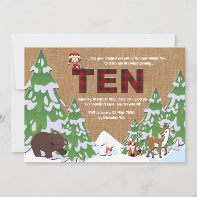 Invitation à la fête d'anniversaire de Winter Ten (Devant)