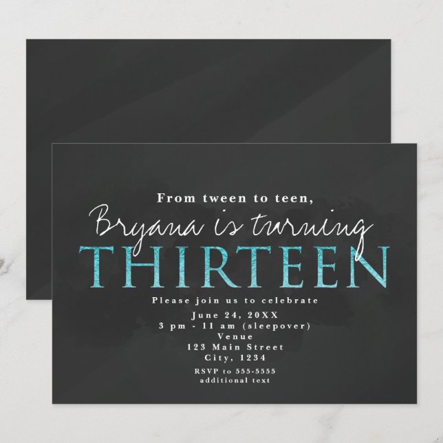Invitation à la fête d'anniversaire des 13 ans Gre (Devant / Derrière)