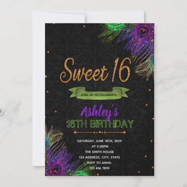 Invitation à la fête d'anniversaire des 16 ans de  (Devant)