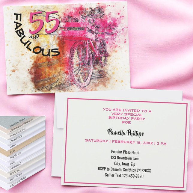 Invitation à la fête d'anniversaire des 55 ans Pin (invitation template front and back)
