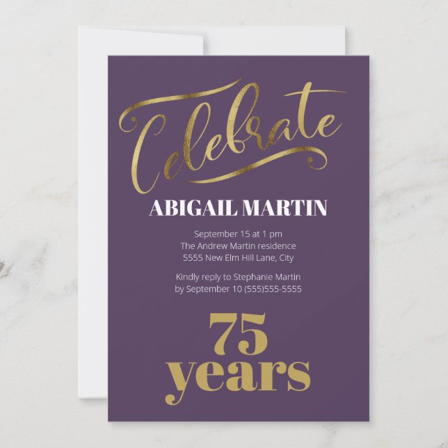Invitation à la fête d'anniversaire des 75 ans Pur (Devant)