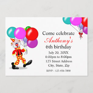 Invitation à la fête d'anniversaire des clowns
