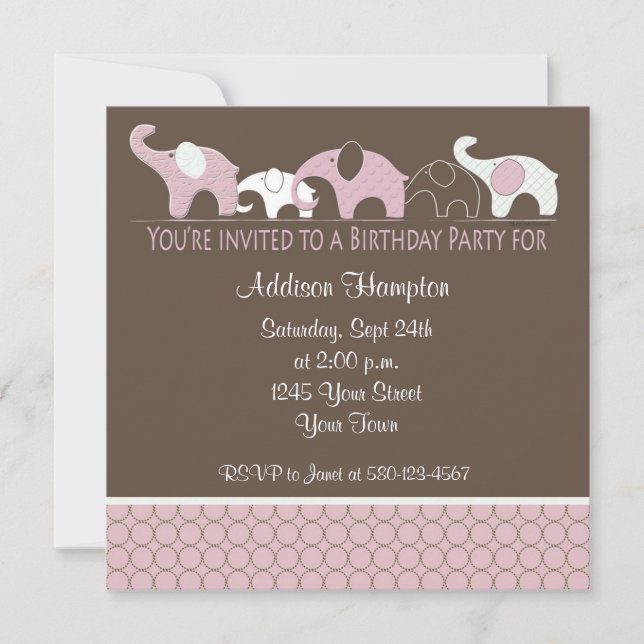 Invitation à la fête d'anniversaire des éléphants  (Devant)