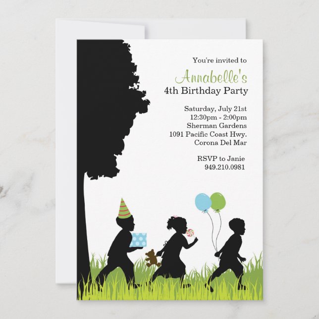 Invitation à la fête d'anniversaire des enfants Si (Devant)