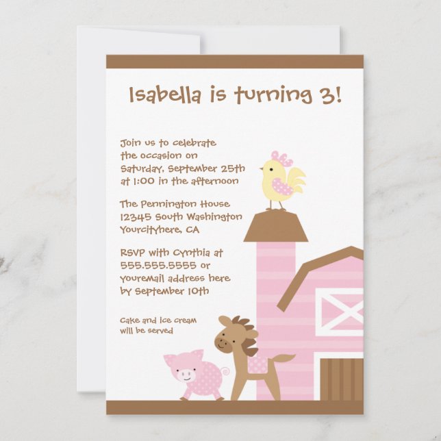 Invitation à la fête d'anniversaire des filles d'a (Devant)