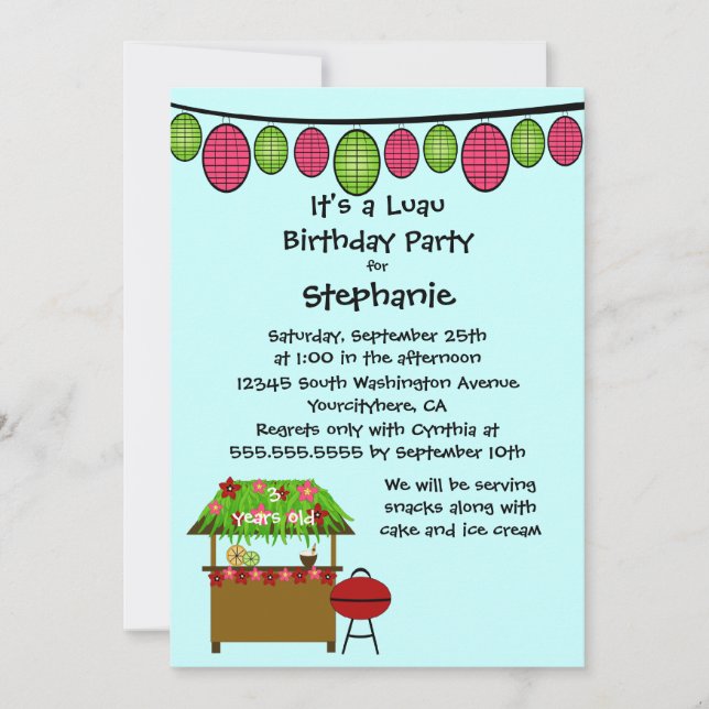 Invitation à la fête d'anniversaire des filles de  (Devant)