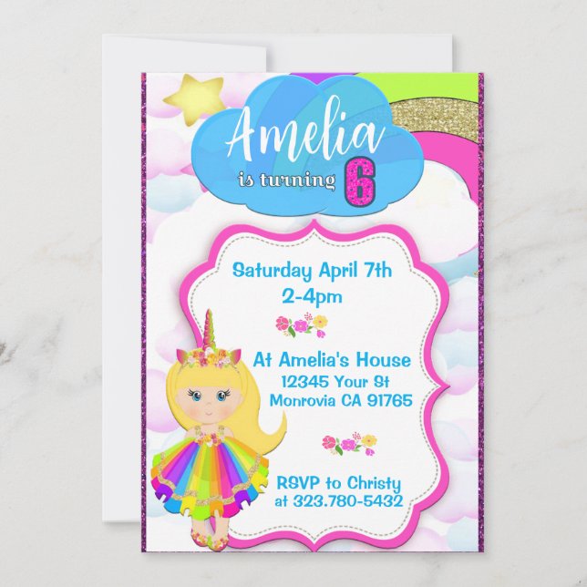 Invitation à la fête d'anniversaire des filles de  (Devant)