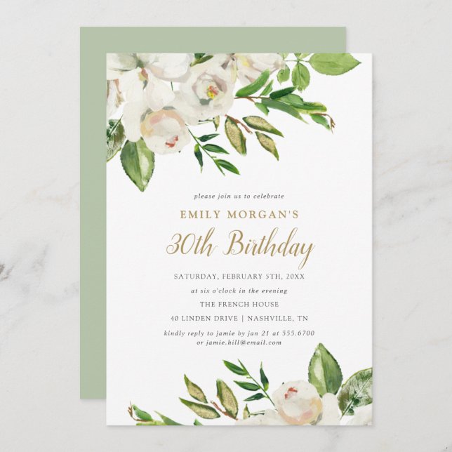 Invitation à la fête d'anniversaire des fleurs dor (Devant / Derrière)