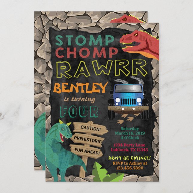 Invitation à la fête d'anniversaire des garçons Di (Devant / Derrière)