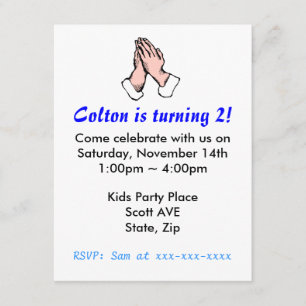 Invitation à la fête d'anniversaire des mains de p