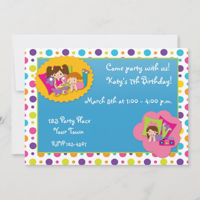 Invitation à la fête d'anniversaire des Pois fille (Devant)