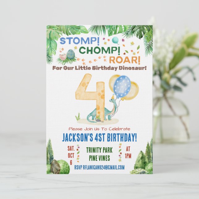 Invitation à la fête d'anniversaire des quatre ans (Debout devant)