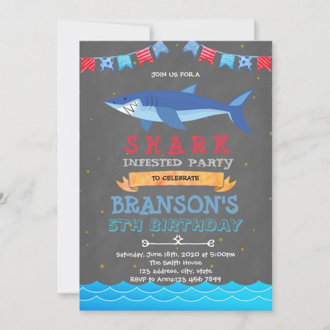 Invitation à la fête d'anniversaire des requins (Devant)