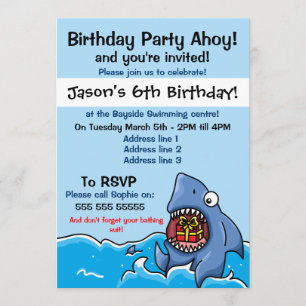 Invitation à la fête d'anniversaire des requins