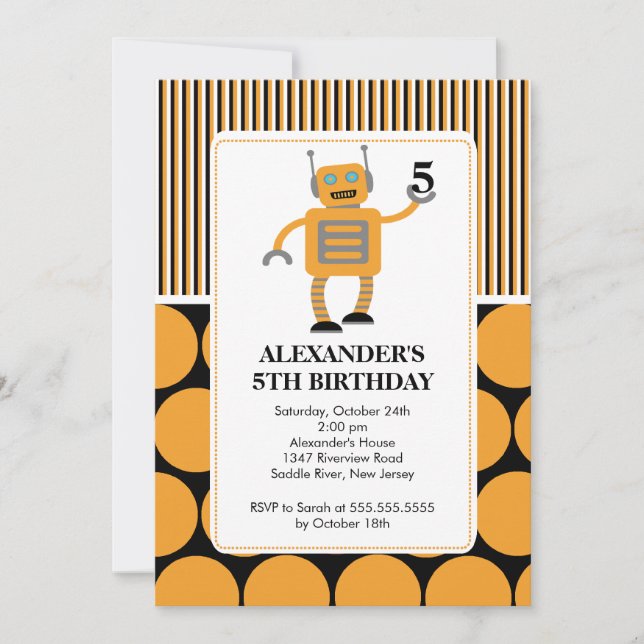 Invitation à la fête d'anniversaire des robots Ora (Devant)