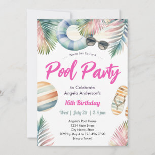Invitation à la fête d'anniversaire des seize ans 