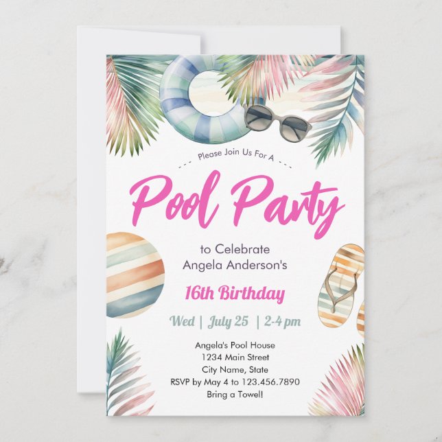 Invitation à la fête d'anniversaire des seize ans  (Devant)