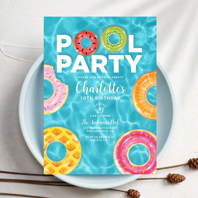 Invitation à la fête d'anniversaire d'été au bord  (Créateur téléchargé)
