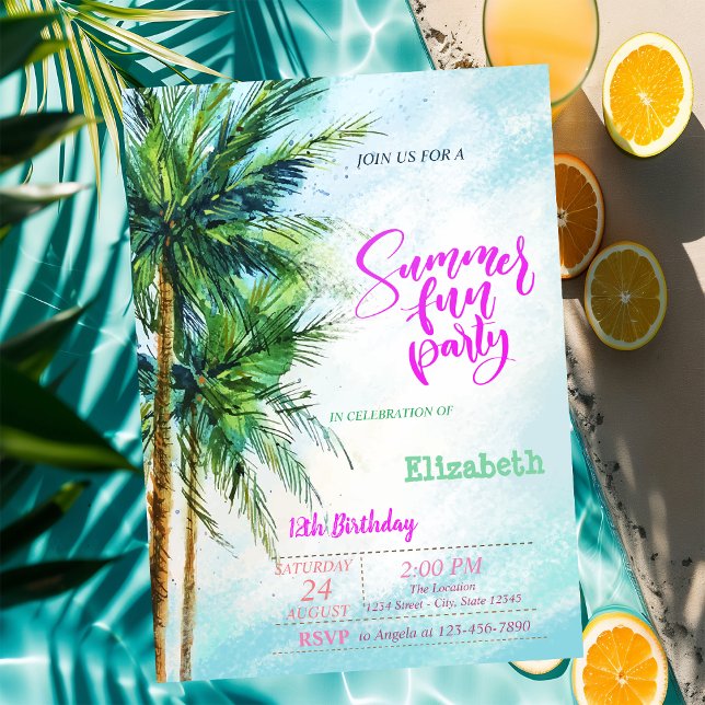 Invitation à la fête d'anniversaire d'été Tropical (Créateur téléchargé)