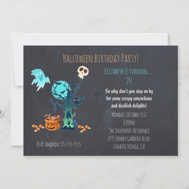 Invitation à la fête d'anniversaire d'Halloween éf (Devant)