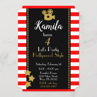 Invitation à la fête d'anniversaire d'Hollywood