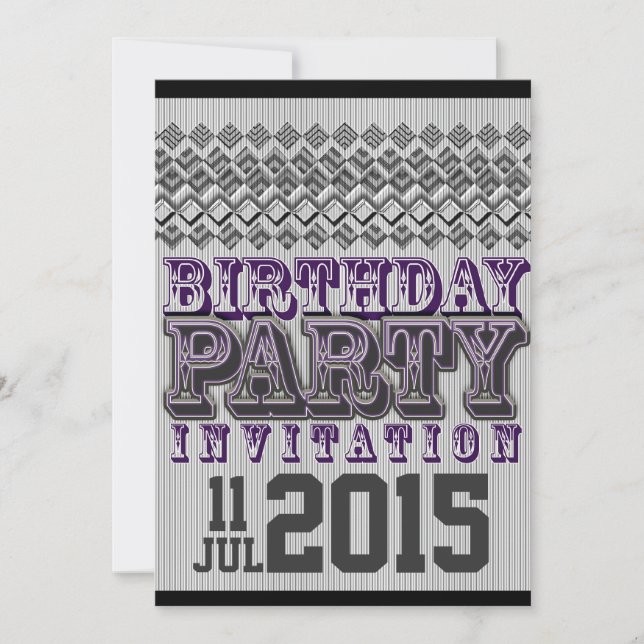 Invitation à la fête d'anniversaire Diamants Rayés (Devant)