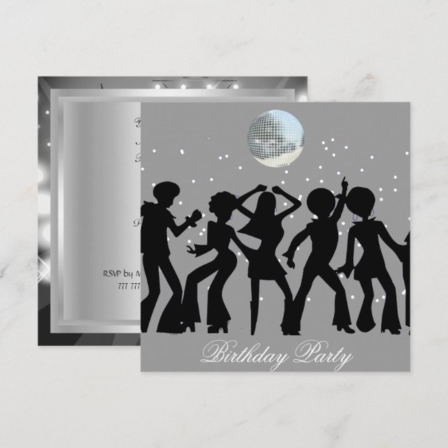 Invitation à la fête d'anniversaire Disco des anné (Devant / Derrière)