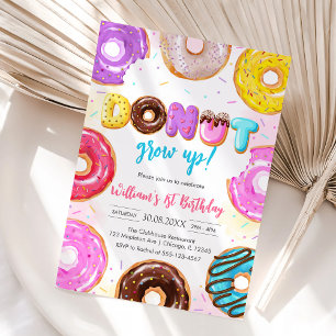 Invitation à la fête d'anniversaire Donut Grow Up 