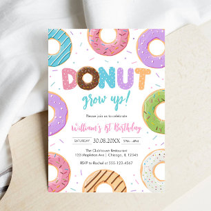 Invitation à la fête d'anniversaire Donut Grow Up