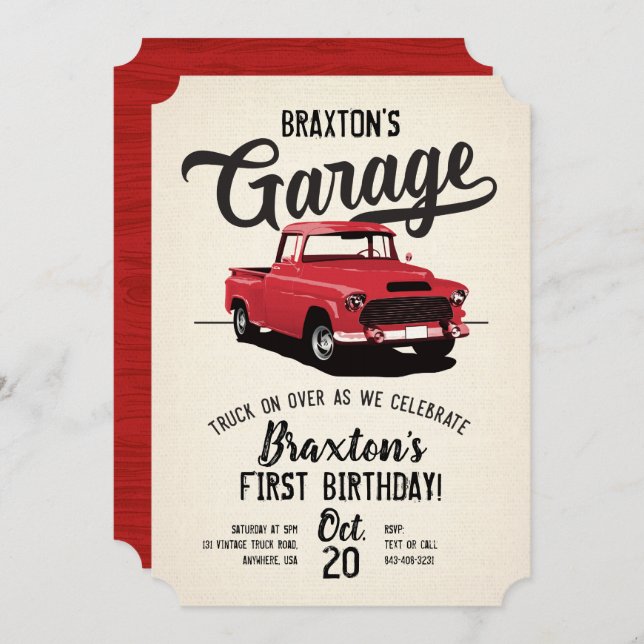 Invitation à la fête d'anniversaire du camion vint (Devant / Derrière)