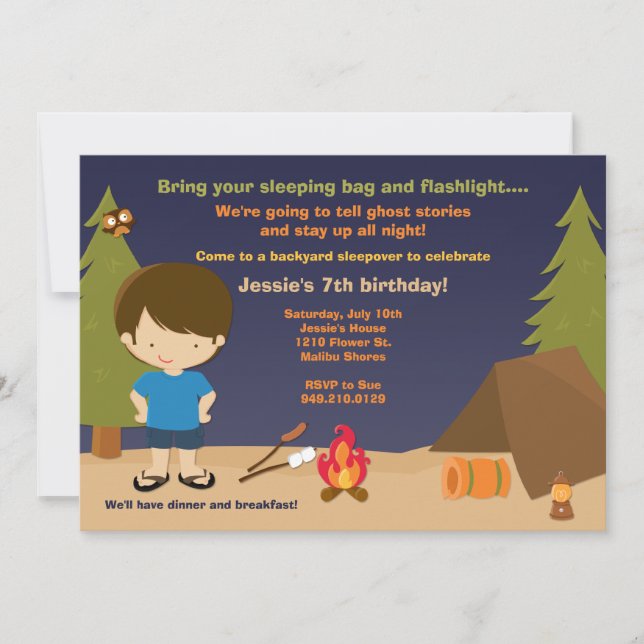 Invitation à la fête d'anniversaire du camping (Devant)