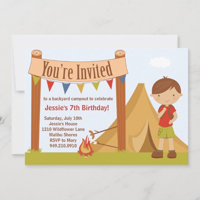 Invitation à la fête d'anniversaire du camping (Devant)