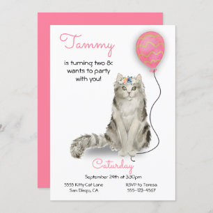 Invitation à la fête d'anniversaire du chat