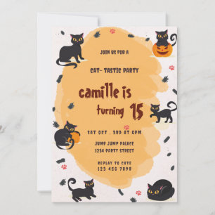 Invitation à la fête d'anniversaire du chat foncé