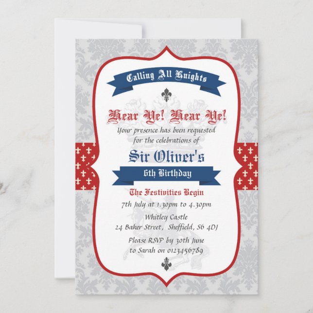 Invitation à la fête d'anniversaire du Chevalier (Devant)