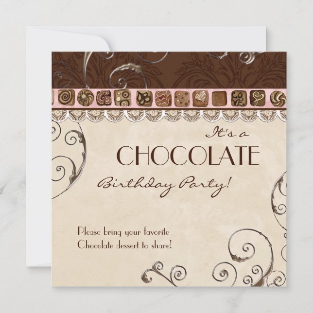 Invitation à la fête d'anniversaire du chocolat (Devant)